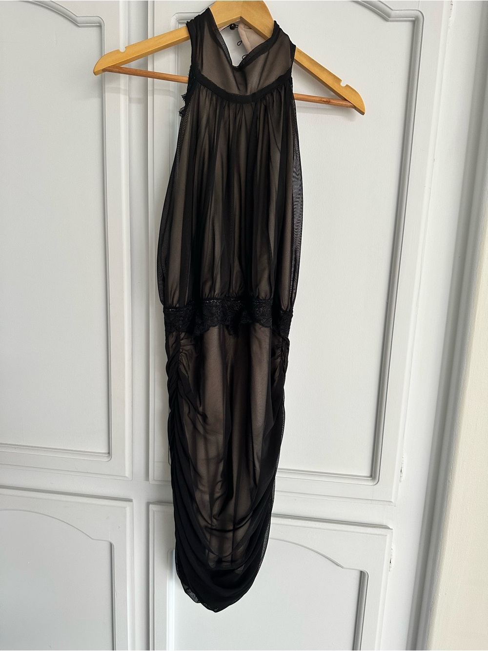 VENUS Black Sheer Halter Maxi Dress